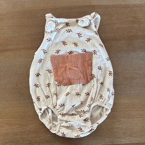 Kate Quinn Cream and Brown Leaf Print Romper